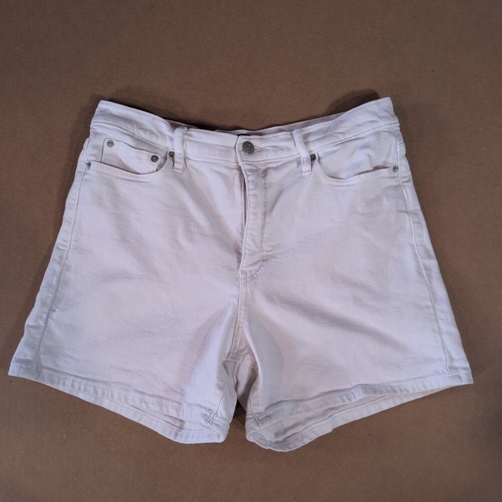Calvin Klein Jeans Women’s White Denim Shorts Size 12 Stretch Cotton
